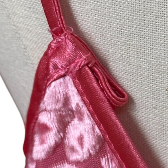 Vintage Burnout Velvet Floral Slip Dress Pink Mini Coquette Barbiecore Fairy-L - Picture 13 of 13